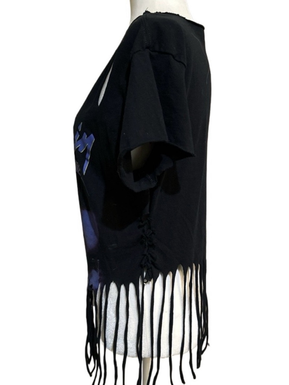 Prince Purple Rain Fringe Graphic Tee Black Crop Top M - Picture 4 of 8